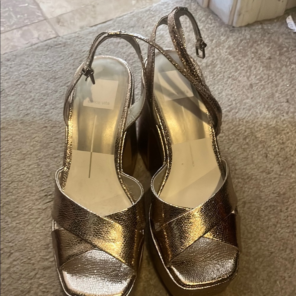 Dolce Vita Silver Platform Sandals with Criss-Cross Straps